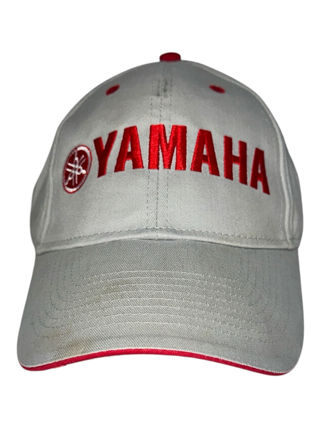Yamaha Beige Adjustable Baseball Cap Red Embroidered Logo Dad Hat